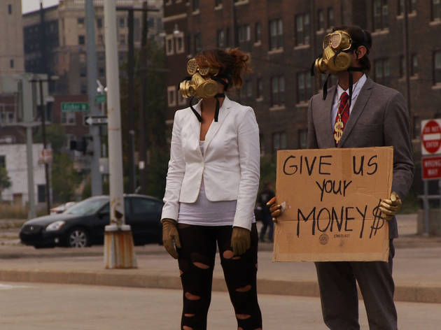 Detropia Two performance artists stage a protest in Detropia
