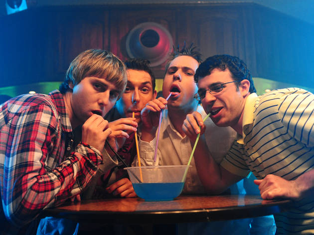 Les Boloss From left: James Buckley, Blake Harrison, Joe Thomas and Simon Bird in The Inbetweeners