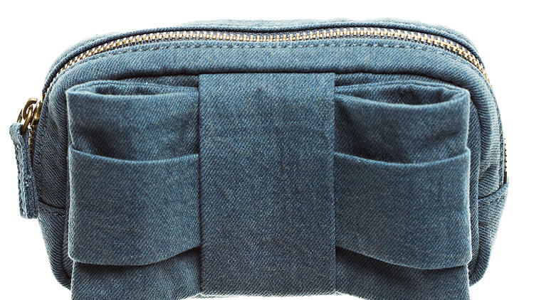 Felix Ray cotton-denim clutch, $60, at Woolite Washed Boutique