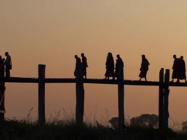 They Call It Myanmar Monks stroll at dusk in They Call It Myanmar