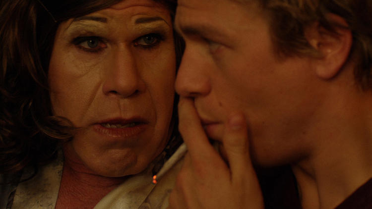 Ron Perlman, left, and Charlie Hunnam in 3, 2, 1…Frankie Go Boom