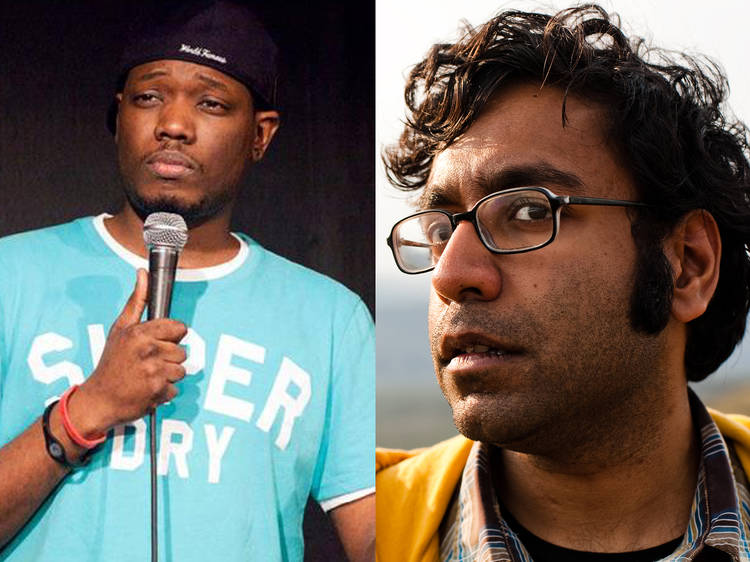 Michael Che, left, and Hari Kondabolu
