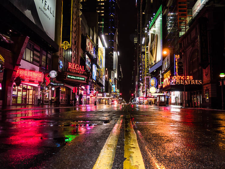 Times Square during Hurricane Sandy