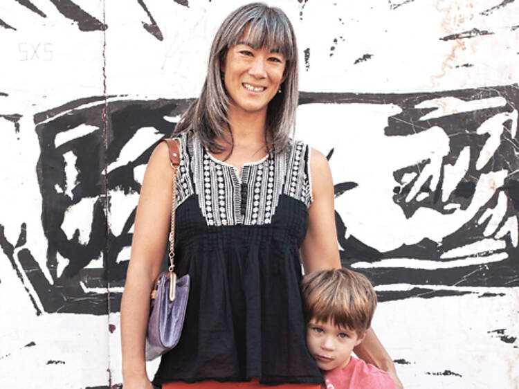 Public eye: Elizabeth Doyle, 40, and Kostas, 4