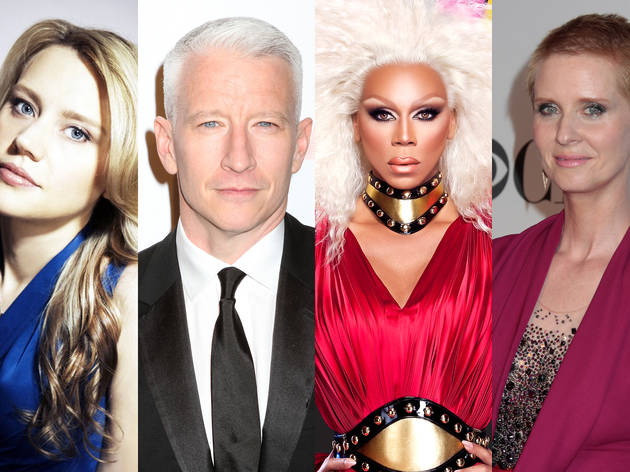 From left: Kate McKinnon is SNL's latest scene stealer; Anderson Cooper finally bit the bullet; RuPaul's Drag Race survived a network overhaul; Cynthia Nixon refused to be defined by the gay mainstream.