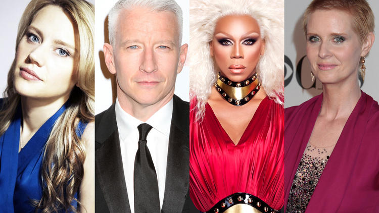 From left: Kate McKinnon is SNL's latest scene stealer; Anderson Cooper finally bit the bullet; RuPaul's Drag Race survived a network overhaul; Cynthia Nixon refused to be defined by the gay mainstream.