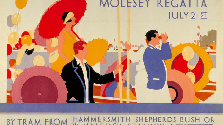 Molesey Regatta ('Molesey Regatta, July 21st', 1928, artist unknown, © London Transport Museum)