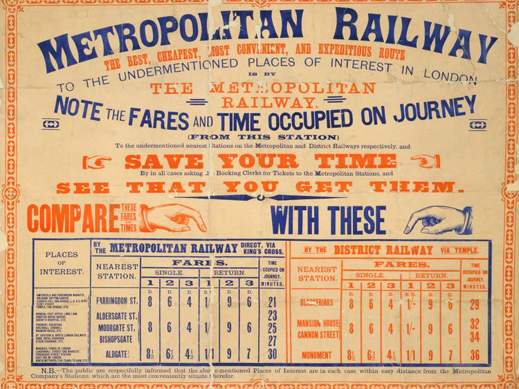 Fare Chart ('Metropolitan Railway Fare Chart', 1886, © London Transport Museum)