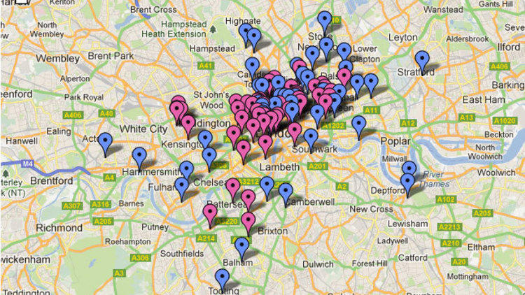 Map of London's best bars and pubs