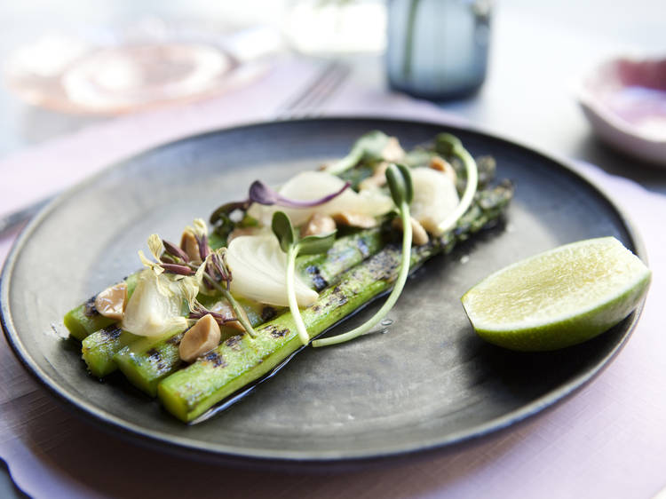 Asparagus, Marcona Almond, and Pickled Spring Onions at ABC Cocina