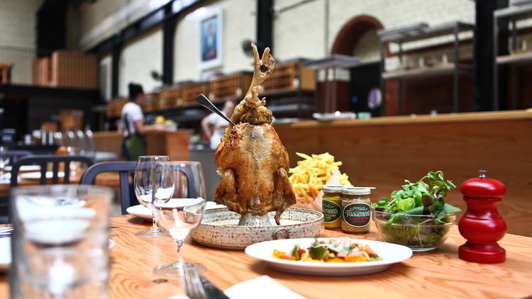 Whole roast chicken at Tramshed