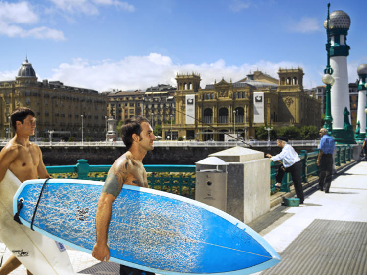 Surfing in Donostia / San Sebastián