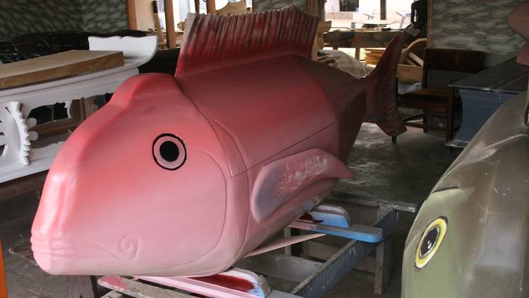 Fish caskets at the workshop