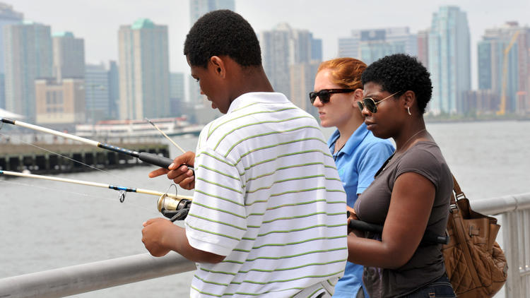 Fishing at Hudson River Park