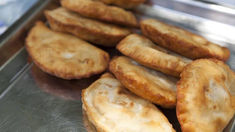 Stuffed piroshkis at a Russian Orthodox church