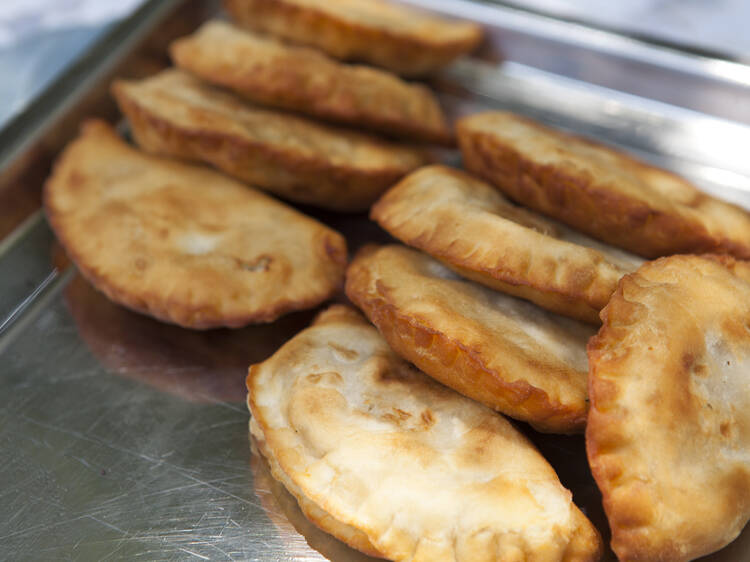 Stuffed piroshkis at a Russian Orthodox church