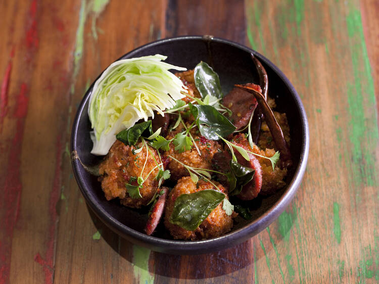 Crunchy Coconut Rice (Nam-Khao) at Khe-Yo