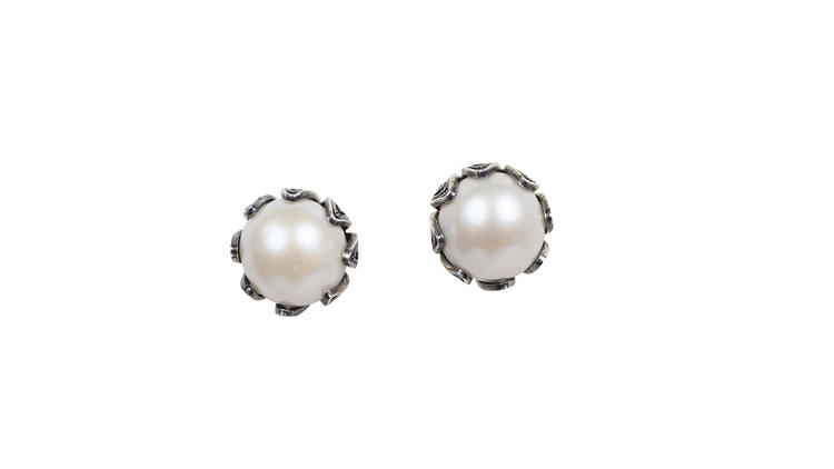 Yvone Christa New York silver-tulip pearl earrings, $132