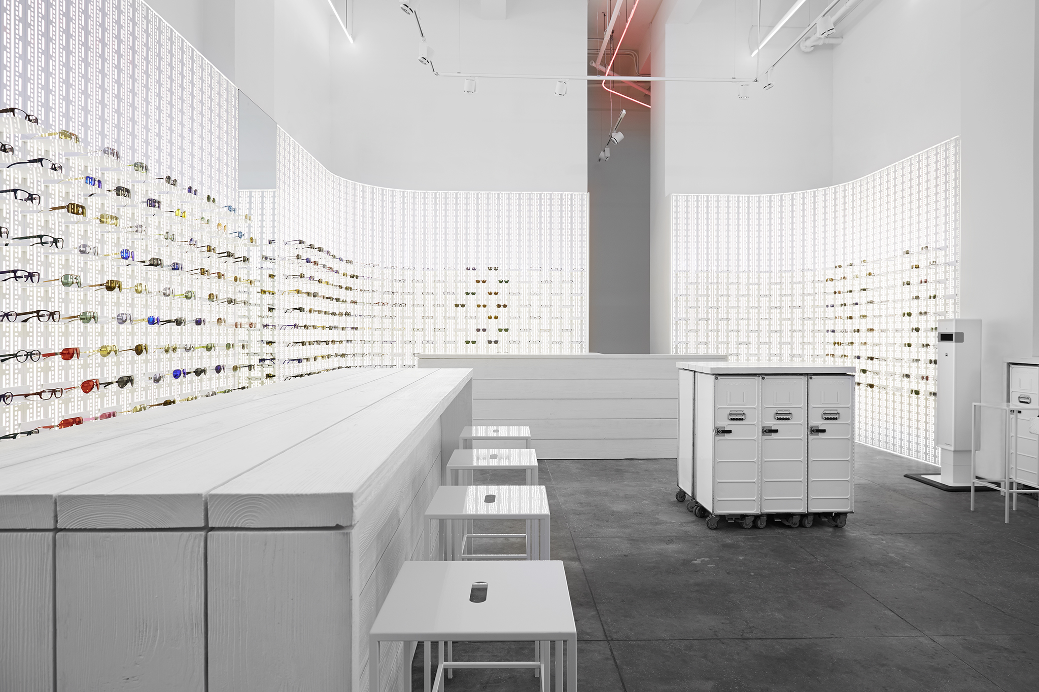 mykita york eyewear stores shops concept retail shopping soho lighting location furniture nyc stand boutique