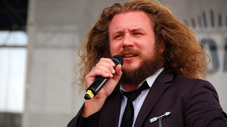 Jim James performs at the Newport Folk Festival in Newport, Rhode Island on July 27, 2013.