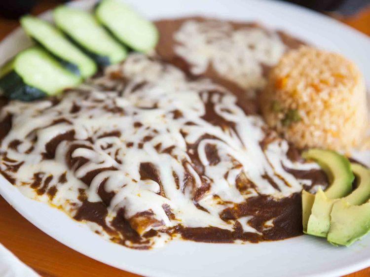 Enchiladas poblanos at Mariscos Maria's