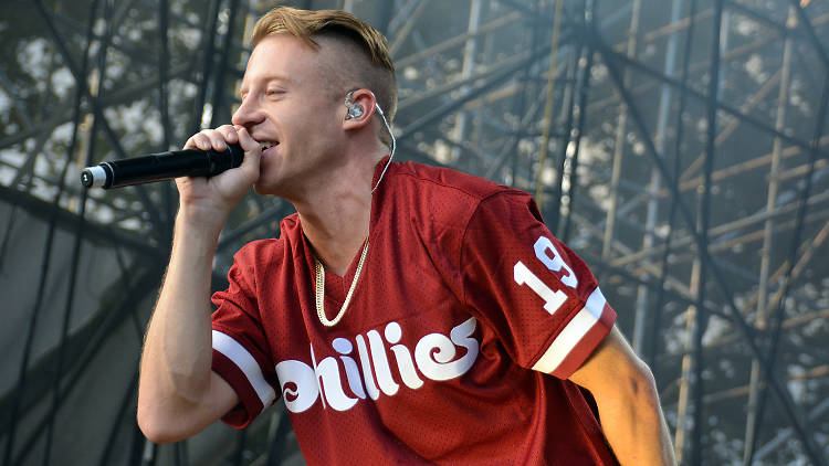 Macklemore and Ryan Lewis perform at the 2013 Made in America Festival in Philadelphia on September 1, 2013.