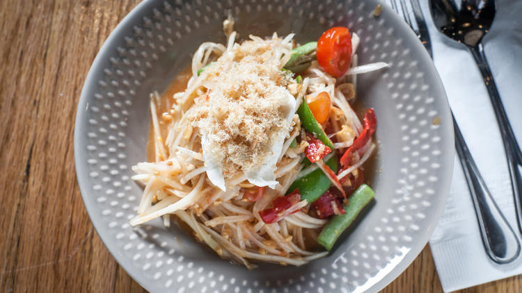 Papaya salad with salted egg at Somtum Der