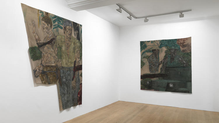 Installation view of Leon Golub's 'Mercenaries II (section III and IV)', 1975