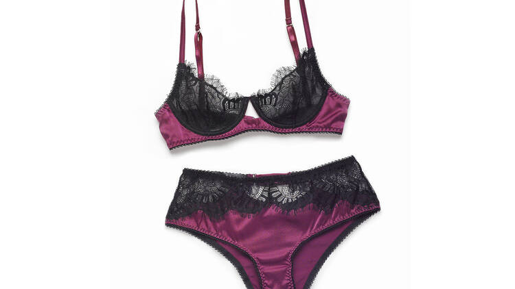 Jenna Leigh lace-and-silk bra, $45 (was $100); and panty, $22 (was $60)