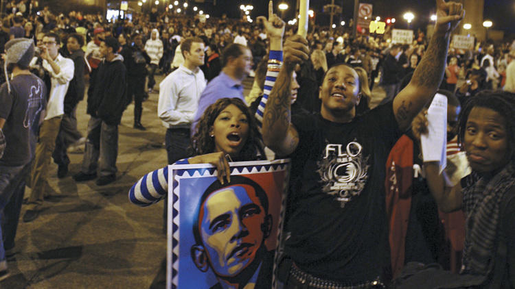 People celebrate victory in Mmabatho streets after the white