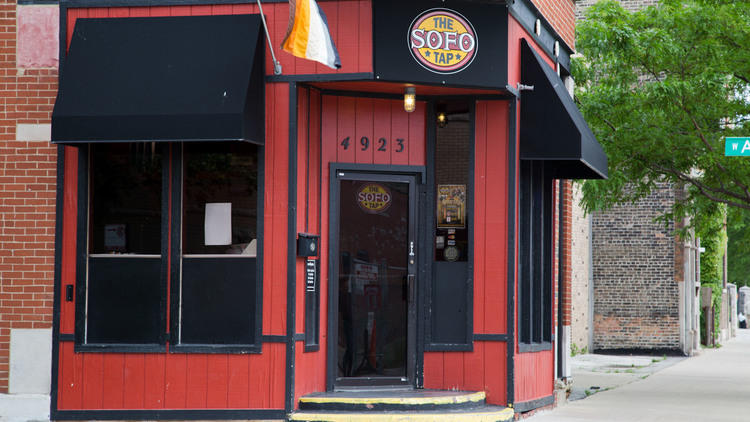 The exterior of the SoFo tap, an LGBTQ+ neighborhood bar in Andersonville