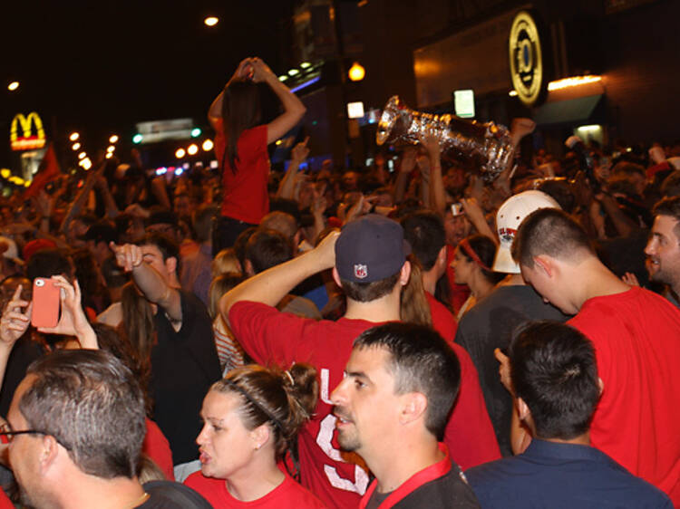 Blackhawks fans celebrate in Wrigleyville