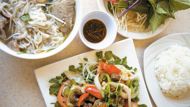 Mixed Beef Pho and Shaking Beef at Tank Noodle