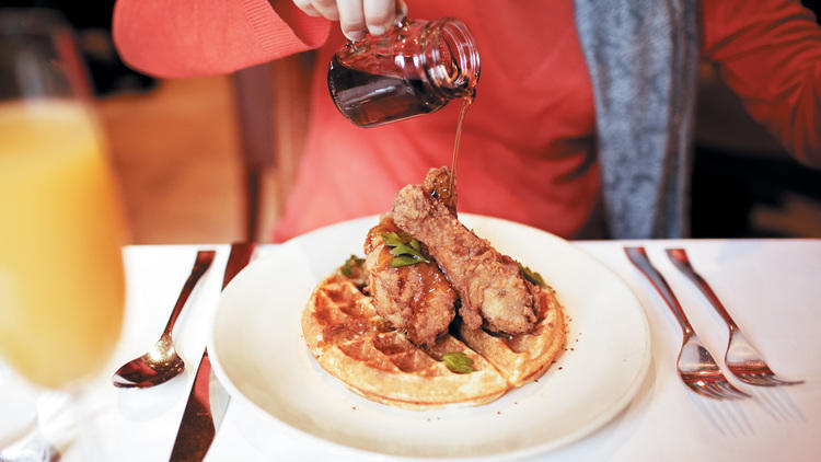 Buttermilk fried chicken and waffles at Table Fifty-Two