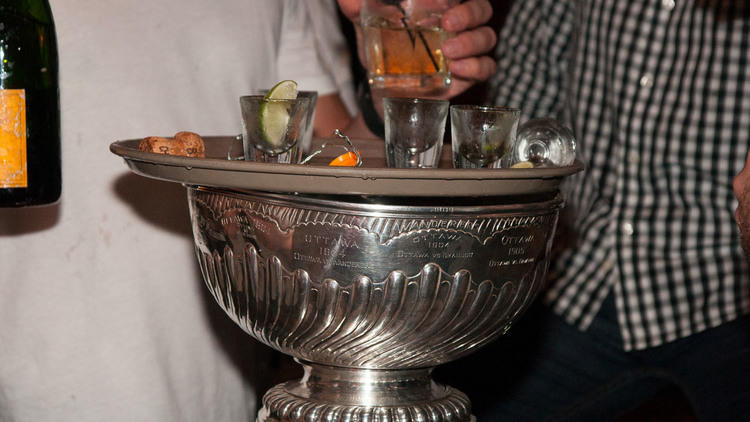 Blackhawks with the Stanley Cup at Rockit Bar 2013