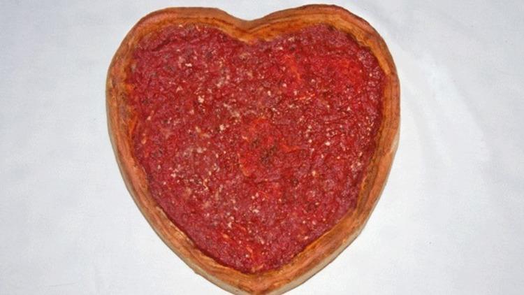 Giordano's heart-shaped pizza