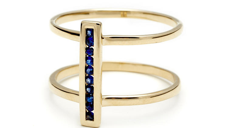 Anna Sheffield pavé two-tier yellow-gold ring, $1,695