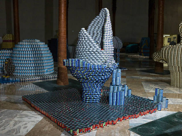 Sharknado sculpture at Canstruction Sharknado sculpture at Canstruction