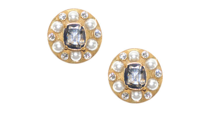 Gerard Yosca Swarovski-crystal brass earrings, $75 (were $155)