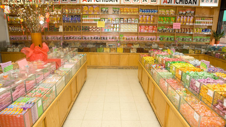 the interior of a candy store