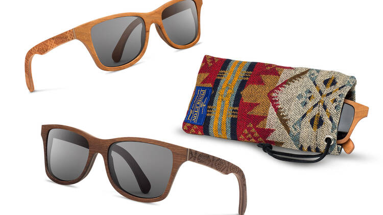 A pair of Shwood for Pendleton sunglasses