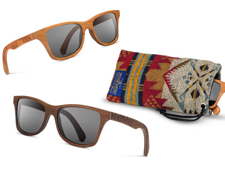 A pair of Shwood for Pendleton sunglasses
