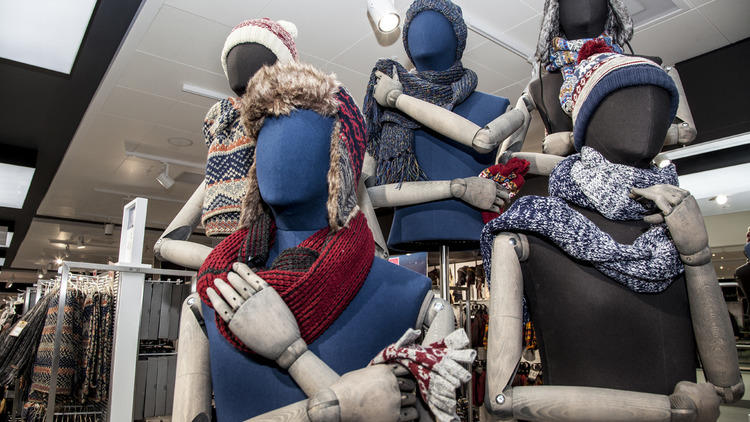 Bra models in the window of debenhams department store hi-res