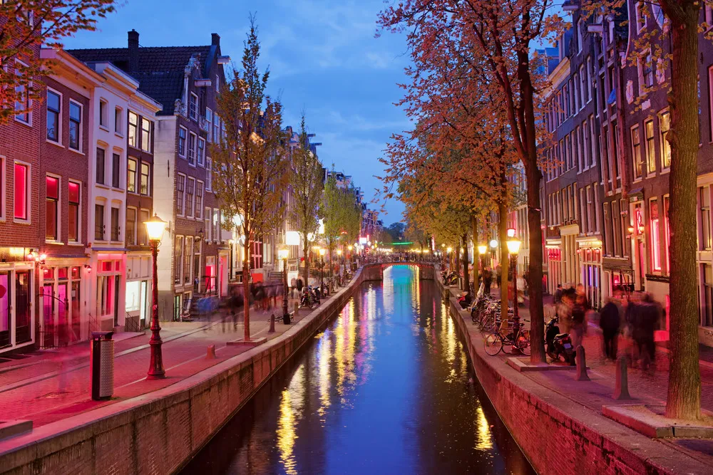 Amsterdam canals at night