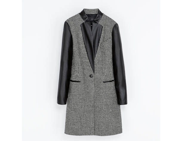 winter jacket with leather sleeves