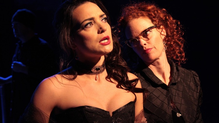 Jules Willcox and Ann Noble in "The Liar" at The Antaeus Company.