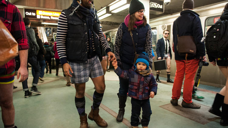 Passengers ride MAX without pants for annual event