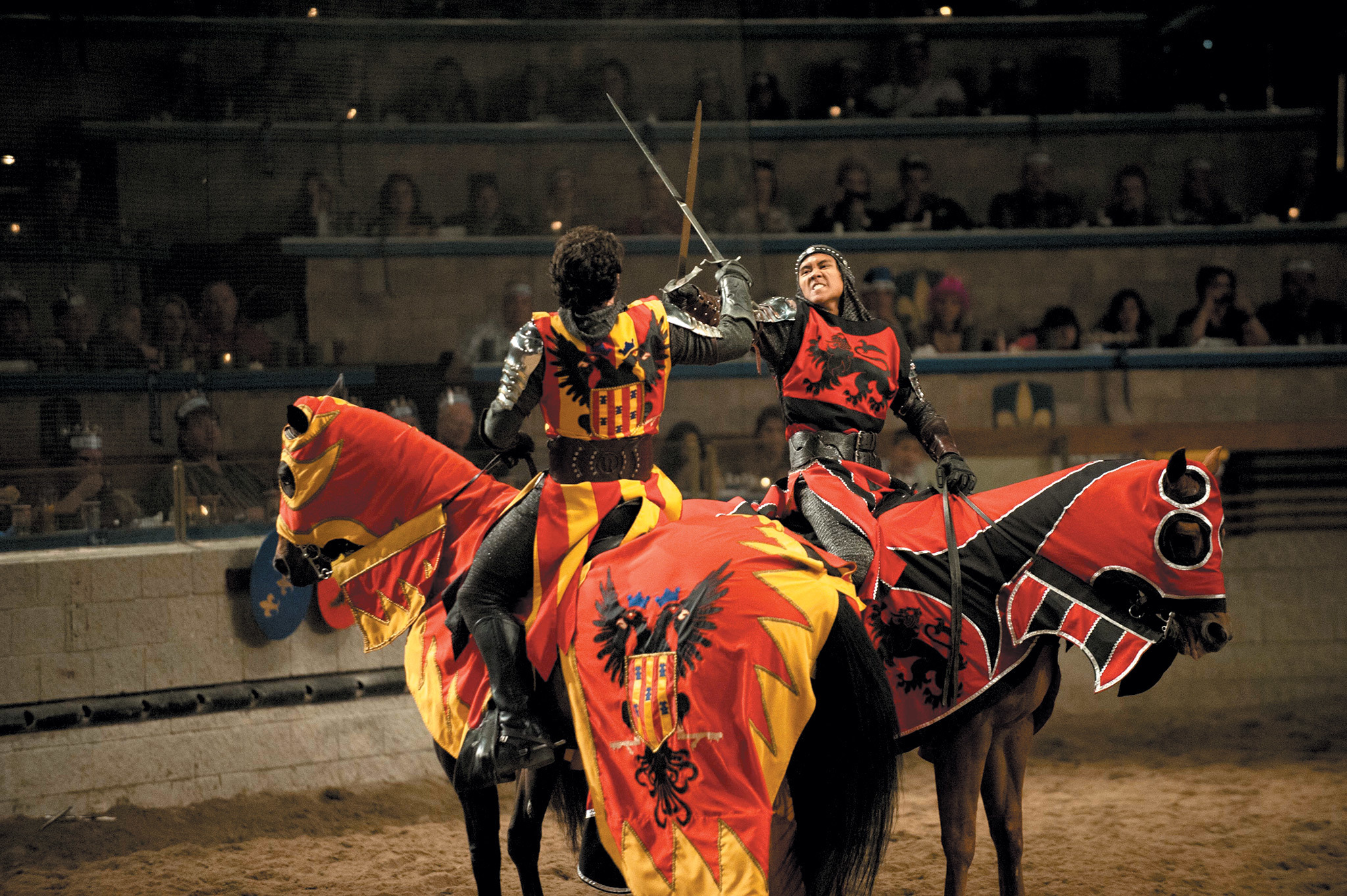 Medieval times. Средневековое шоу с флагами.