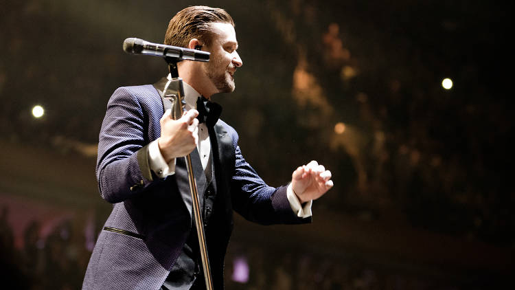 Justin Timberlake performs at Madison Square Garden on February 20, 2014.