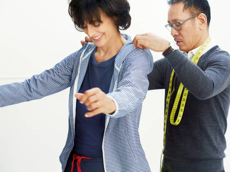 Inès de la Fressange arrives at Uniqlo